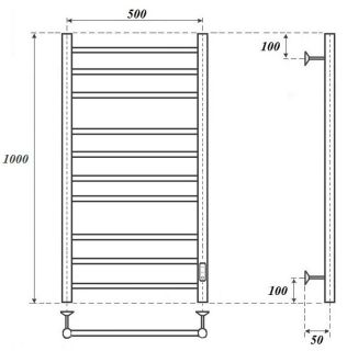 Полотенцесушитель электрический Point Аврора PN10850 50x100см хром