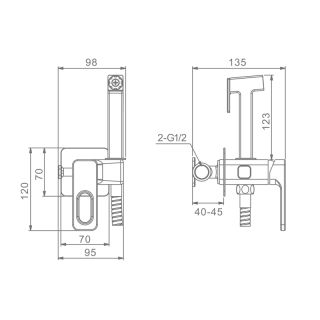 Гигиенический душ со смесителем Raglo R51.52.03 золотой сатин