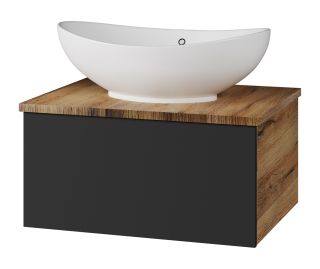 Подвесная тумба под раковину Misty Ива 60см графит/дуб Вотан