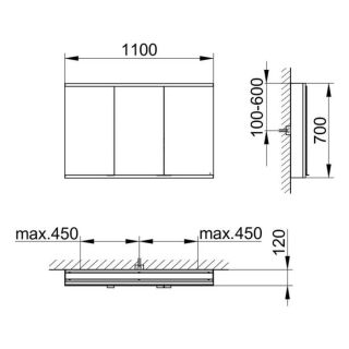 Зеркальный шкаф для ванны Keuco Royal Modular 800311110000200 110 см