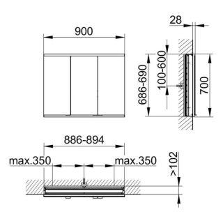 Зеркальный шкаф Keuco Royal Modular 800310090000000 90 см