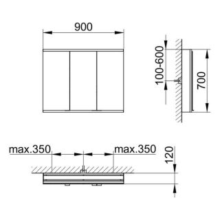Зеркальный шкаф для ванны Keuco Royal Modular 800311090000300 90 см