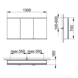 Зеркальный шкаф Keuco Royal Modular 800311130100300 130 см