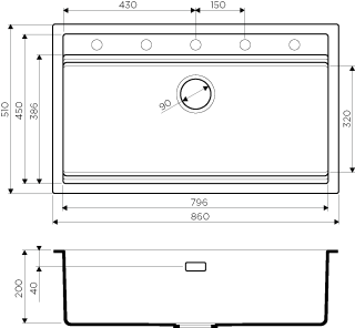 Мойка кухонная Omoikiri Kitagawa 86-LB-GB Artceramic/графит