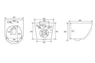 Комплект подвесной унитаз ABBER Bequem AC1100T белый с инсталляцией AC0105 и кнопкой AC0120NG никель