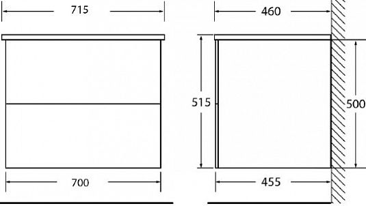 Тумба под раковину BelBagno подвесная 70x50см Bianco Lucido ETNA-700-2C-SO-BL-P