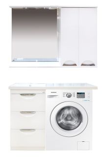 Зеркальный шкаф с подсветкой Misty Куба 120см правый белый