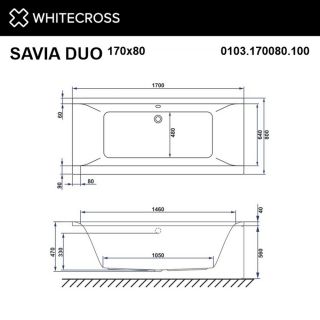 Гидромассажная ванна WHITECROSS Savia Duo 0103.170080.100.SMART.WH 170x80 Smart золото