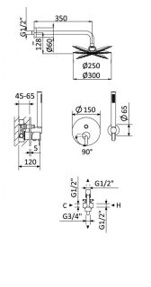 Душевая система CEZARES LEAF-DSIP-30-L-SR оттенок бронза