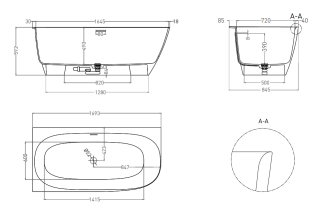 Ванна из искусственного камня Salini Sofia Corner L S-Stone 102525MRH 170x85см RAL снаружи