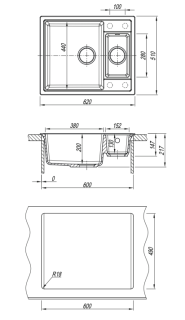Кухонная мойка Florentina Липси 620К чёрный 20.465.D0620.102