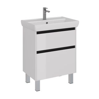 Тумба под раковину Lemark Combi LM03C70T-black 70 см белый глянец черный