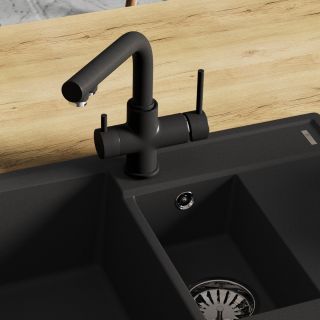 Смеситель для кухни Lemark Comfort LM3061PAN с подключением к фильтру питьевой воды антрацит