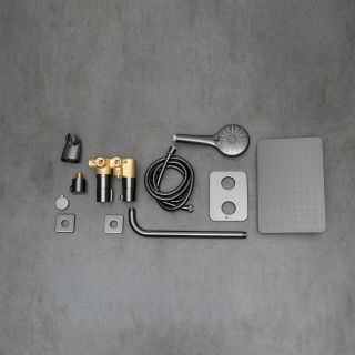 Душевой комплект Lemark Bronx LM3749GM с термостатом графит