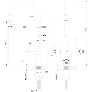 Смеситель для кухни Lemark Expert LM5083GMN-Black с подключением к фильтру с питьевой водой чёрный/графит