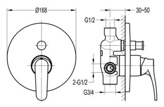 Встраиваемый смеситель Swedbe Terracotta 2554 с подключением на два выхода бронза
