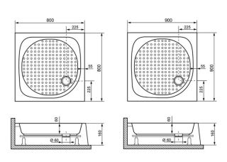 Акриловый поддон для душа RGW LUX/TN 800х800х150