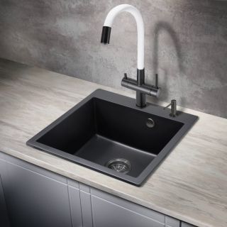 Смеситель для кухни Milacio Ultra MCU.560.TBW под фильтр с краном для питьевой воды и гибким изливом Total Black/White