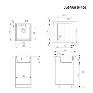 Кухонная мойка Ulgran Classic U-406-308 чёрный