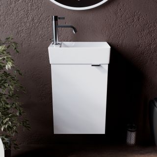 Подвесная тумба под раковину Sancos Mini MN35WL левая 35см белый глянец