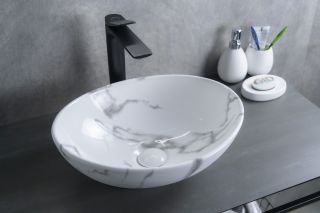 Раковина Gid Mnc138C 54473 накладная под камень глянцевая 41x34x15