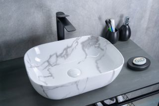 Раковина Gid Mnc333C 54469 накладная под камень глянцевая 46x32.5x13.5