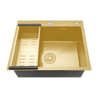 Мойка для кухни с коландером Gappo GS6050-3 золотой сатин