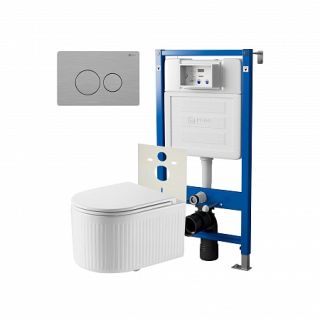 Комплект унитаза с инсталляцией Point Элемент PN48290SB с сиденьем Микролифт