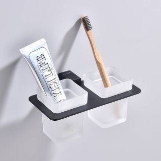 Стакан для ванной комнаты Raglo R301.08.06 двойной чёрный