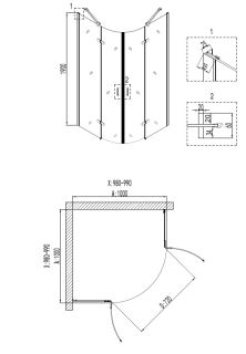 Душевой уголок Niagara Nova NG-6816-08 BLACK 100x100 см