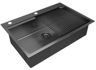 Комплект Paulmark: мойка Vast-Pro 60 и ролл-мат Pro PM707551-GM+R405-GM воронёная сталь