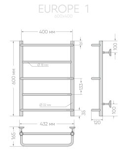Полотенцесушитель водяной Indigo Europe LEL1W60-40 60x40 см хром