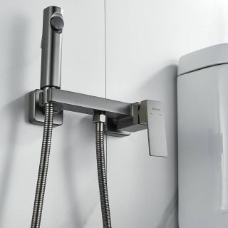 Гигиенический душ со смесителем Shevanik S9605T-1 оружейная сталь