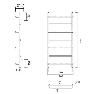 Полотенцесушитель водяной Domoterm Орфей П7 500x700 золото