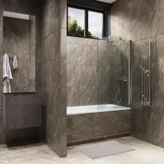 Душевой уголок на петлях by Deonria U-100-99-8-G-B2 90x89см чёрный/графит