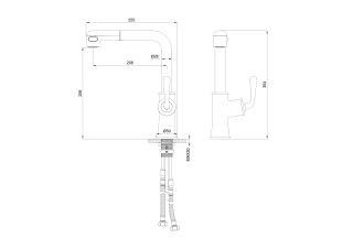 Смеситель для кухни Wonzon & Woghand WW-88439008A-MB с выдвижным изливом чёрный матовый