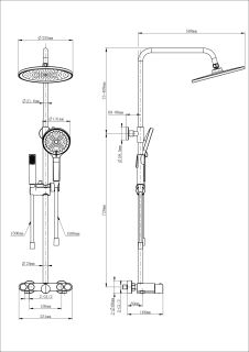 Душевая стойка Wonzon & Woghand Muse Selesta WW-B4113-BG с термостатом брашированное золото