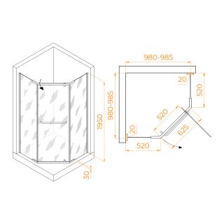 Душевой уголок RGW PA-081 35088100-21 100x100см хром