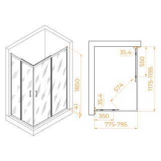 Душевой уголок RGW PA-146 020814682-11 80x120см хром