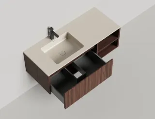 Подвесная тумба Salini Domino 27D212INA 120см шпон с открытой полкой под встраиваемую раковину