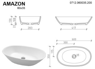 Раковина Whitecross Amazon 0712.060035.200 60см белый матовый