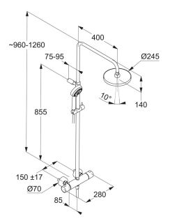 Душевая стойка Kludi Logo 68082N0-00 с термостатом брашированное золото