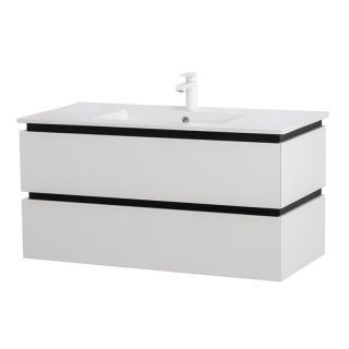 База под раковину Cezares подвесная с двумя выкатными ящиками, Белый глянец, 1200x458x500, PLANE-1200-2C-SO-BL