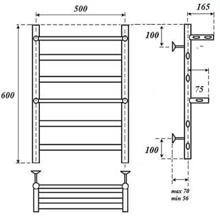 Полотенцесушитель водяной Point Артемида 50x60см с двумя полками хром PN14156P