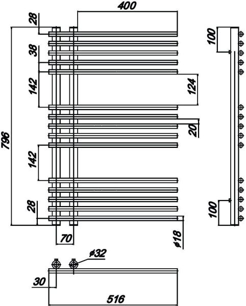 Ravak Полотенцесушитель Водяной Style 500 x 800_W (м/о 70 мм)