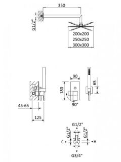 Душевая система Cezares PORTA-DSIPQ-30-BIO белый матовый