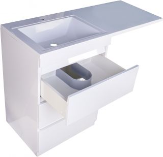 Тумба под раковину Style Line Даллас 120 СС-00002272  (3 ящ.) Люкс белая, PLUS под стиральную машинку