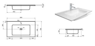 Раковина Эстет Kare silk ФР-00014663 90см белый