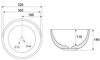 Раковина ABBER Bequem AC2106MG 32см серый матовый