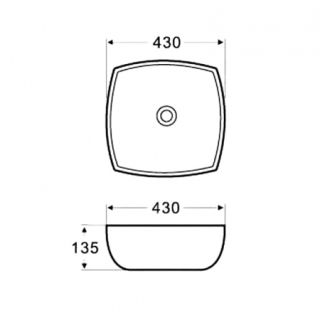 Раковина накладная Azario 42х42х13.5 фаянс, цвет Белый (AZ2076SP)